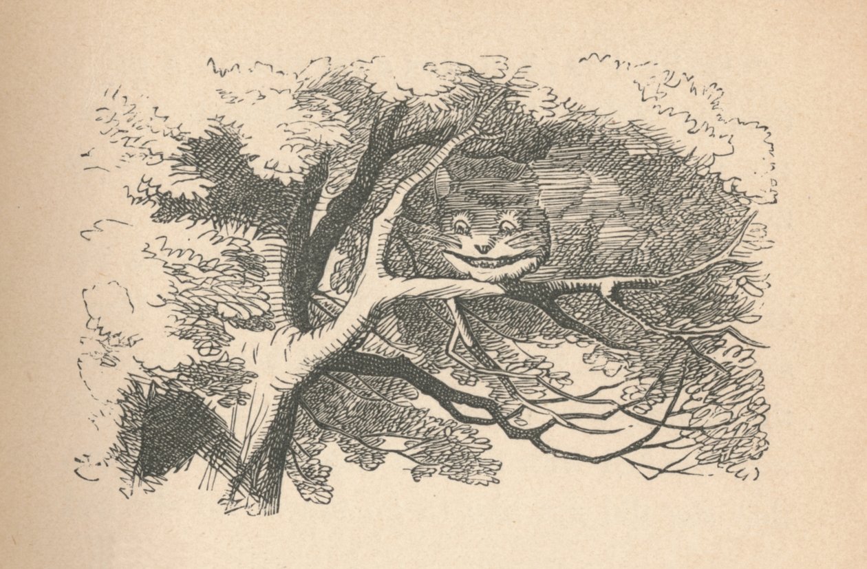 El Gato de Cheshire comienza a desvanecerse, su sonrisa es lo último en desaparecer, 1889 de John Tenniel