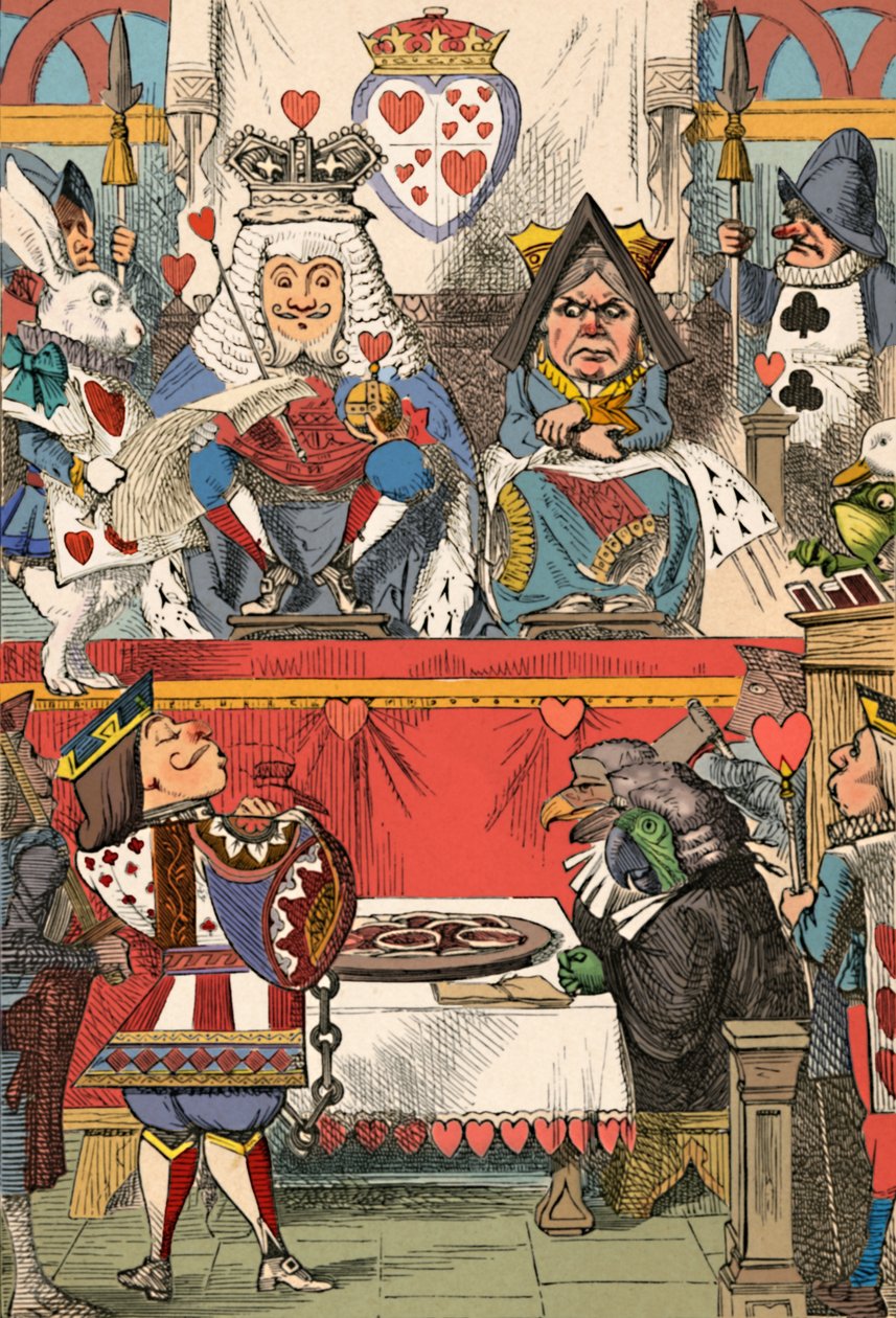 El Rey y la Reina de Corazones en la corte, 1889 de John Tenniel