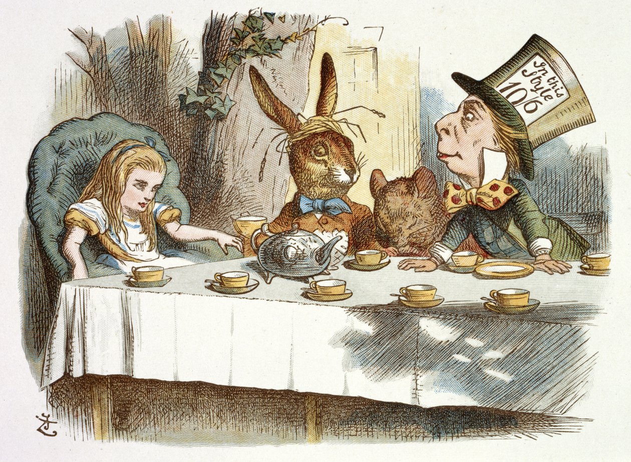 La fiesta del té del Sombrerero Loco de John Tenniel
