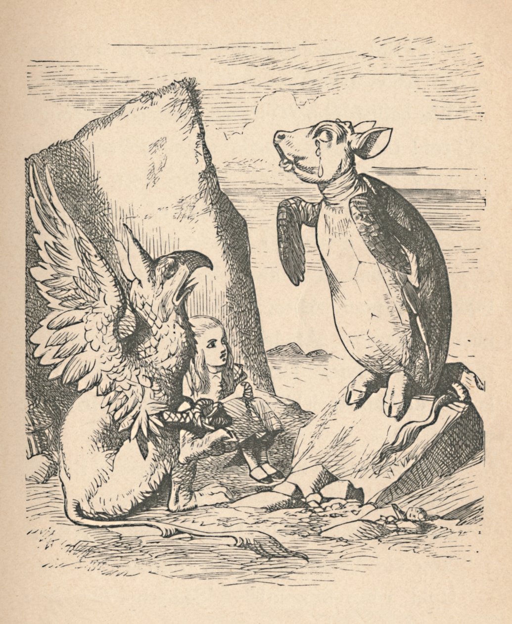 La Falsa Tortuga, El Grifo y Alicia, 1889 de John Tenniel
