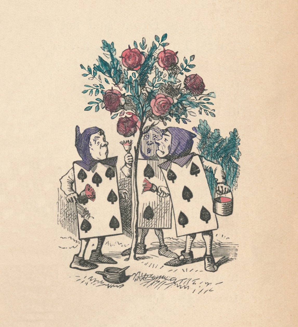 Las cartas pintando los rosales de John Tenniel