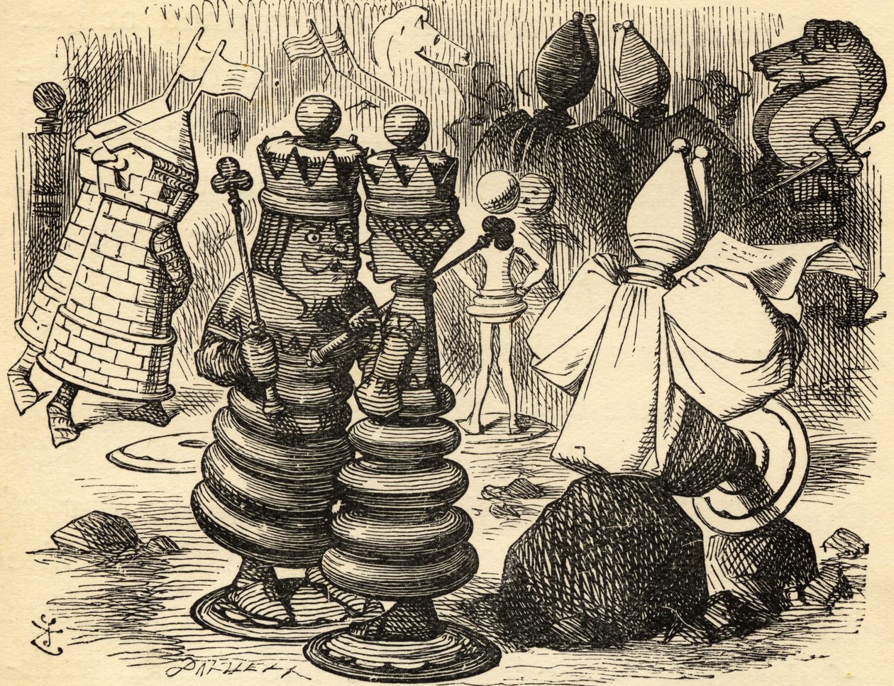 El Rey Rojo y la Reina. Ilustración de Sir John Tenniel de John Tenniel