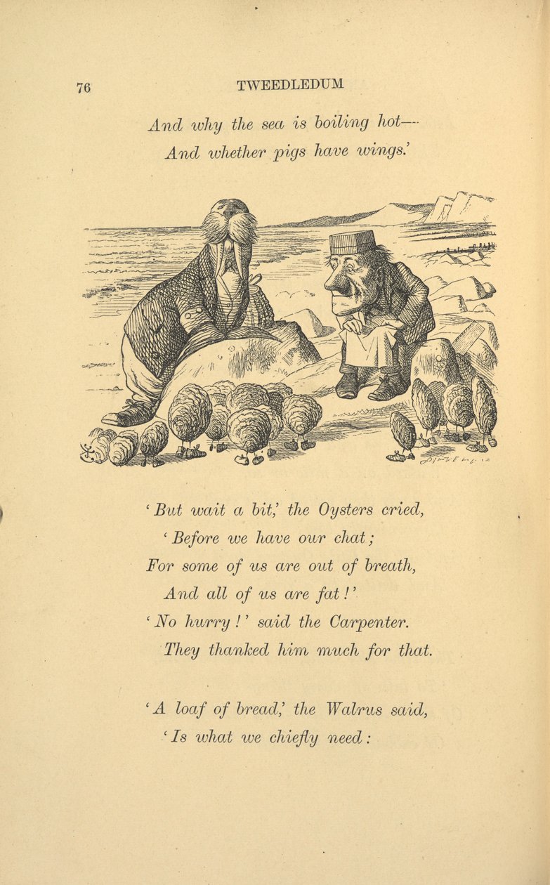 La morsa y el carpintero con ostras. de John Tenniel