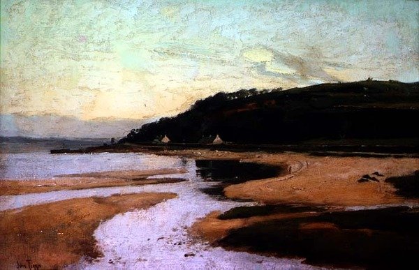 Cabañas de crofters en la costa de John Terris