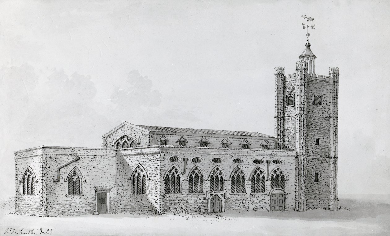 La antigua iglesia de St Giles, c.1718 (grabado) de John Thomas (after) Smith