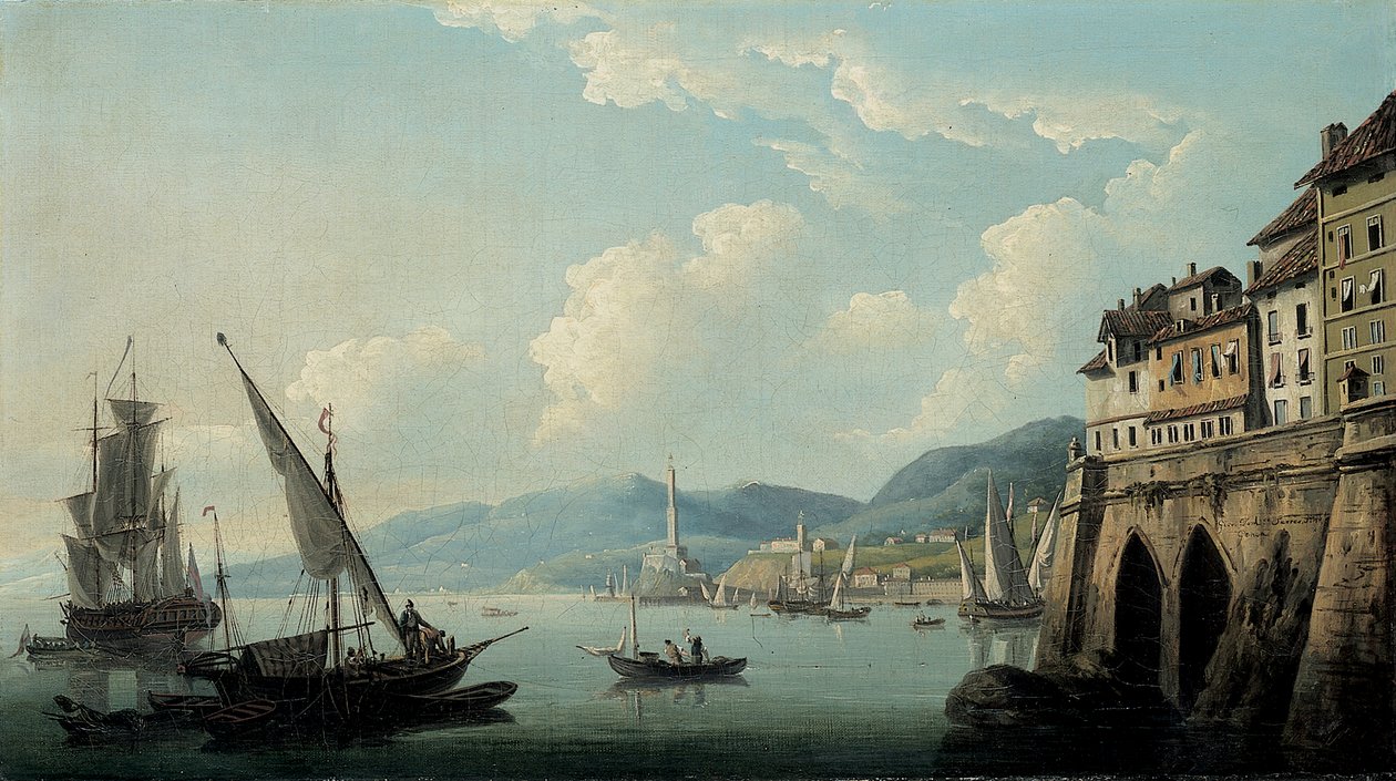 La costa de Génova, con el faro de John Thomas Serres