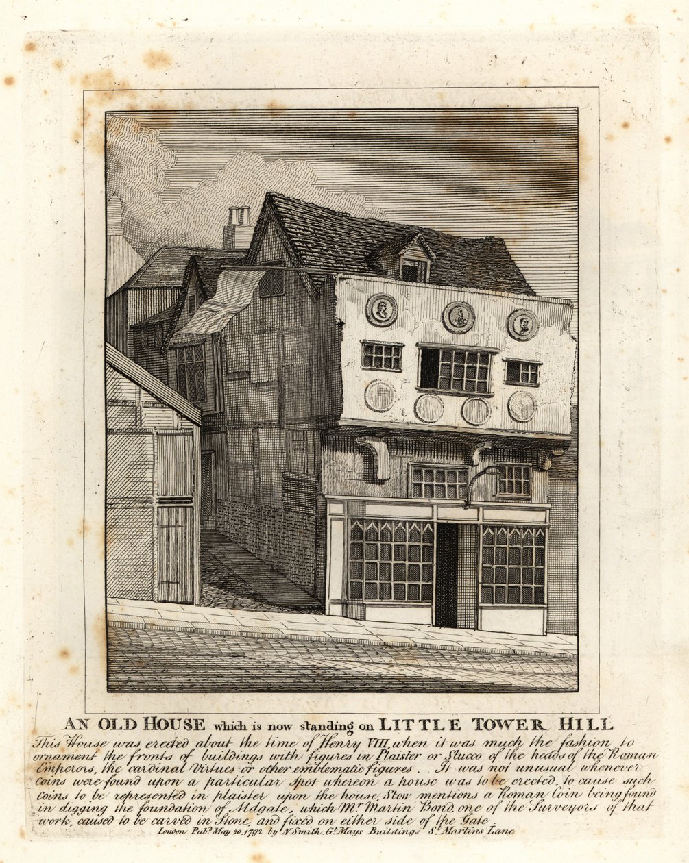 Una antigua casa Tudor en Little Tower Hill, Londres de John Thomas Smith