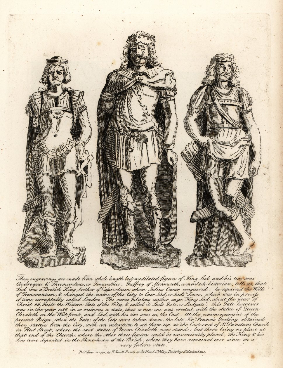 Rey británico Lud y sus hijos Angrogeus y Theomantius de John Thomas Smith