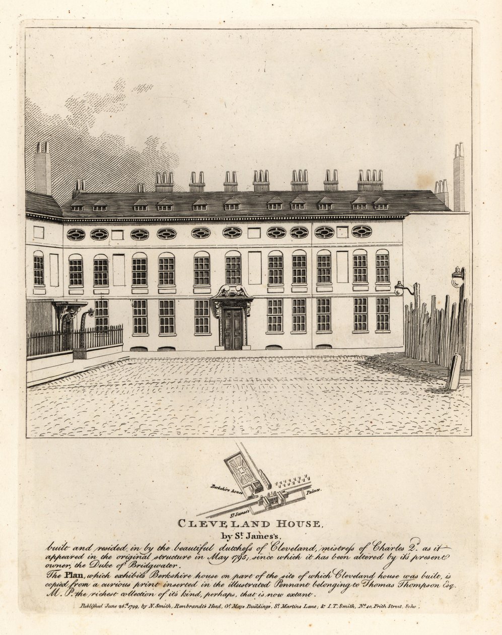 Casa Cleveland junto al Palacio de St James, Londres de John Thomas Smith