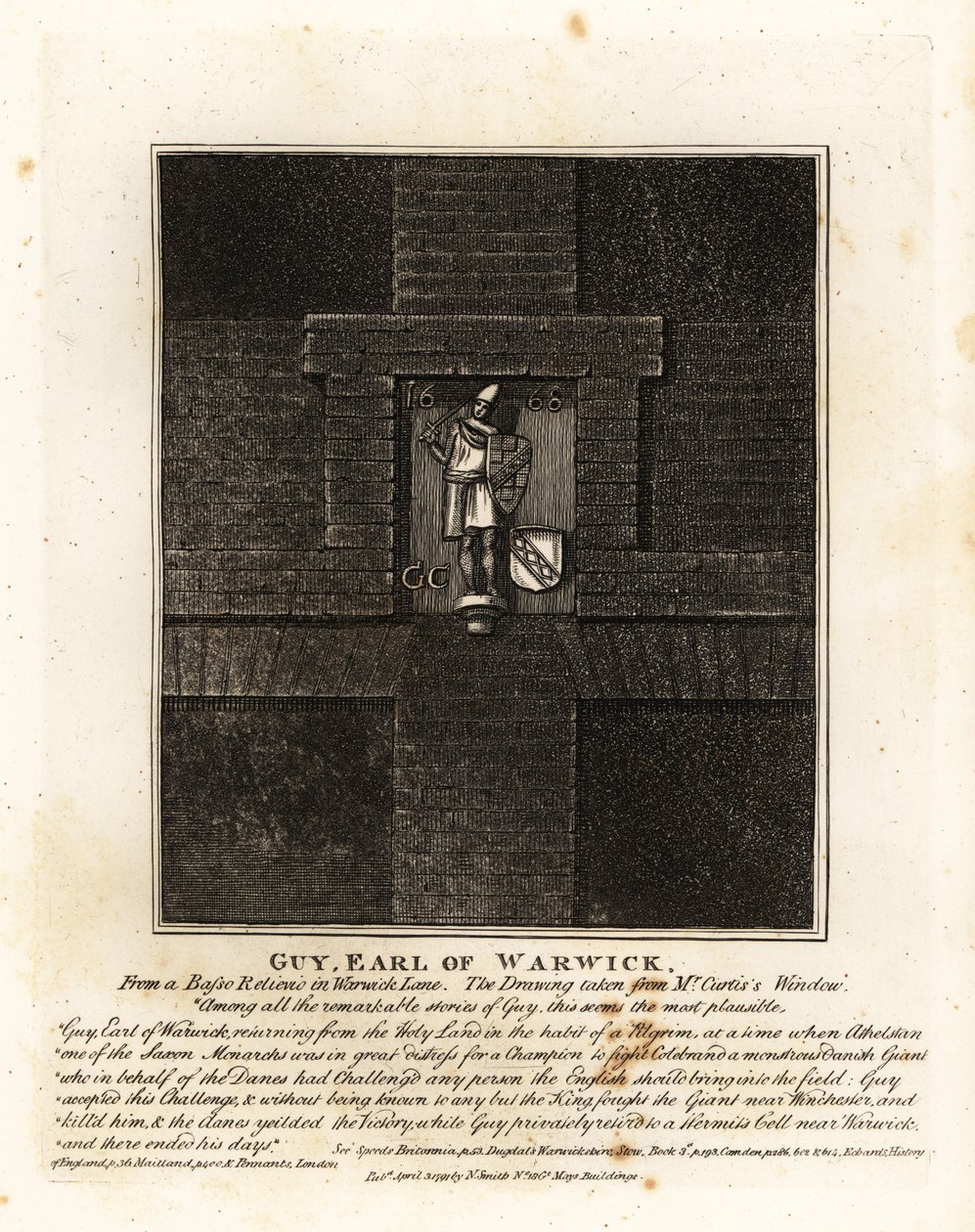 Guy, Conde de Warwick, de un bajo relieve en Warwick Lane de John Thomas Smith
