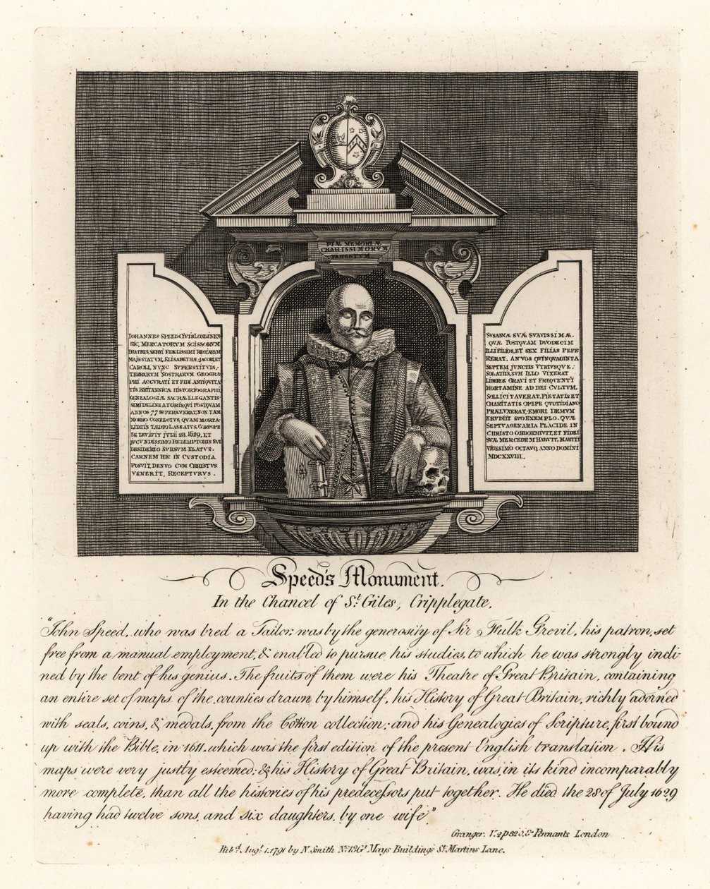 Monumento de John Speed en el presbiterio de St Giles, Cripplegate de John Thomas Smith
