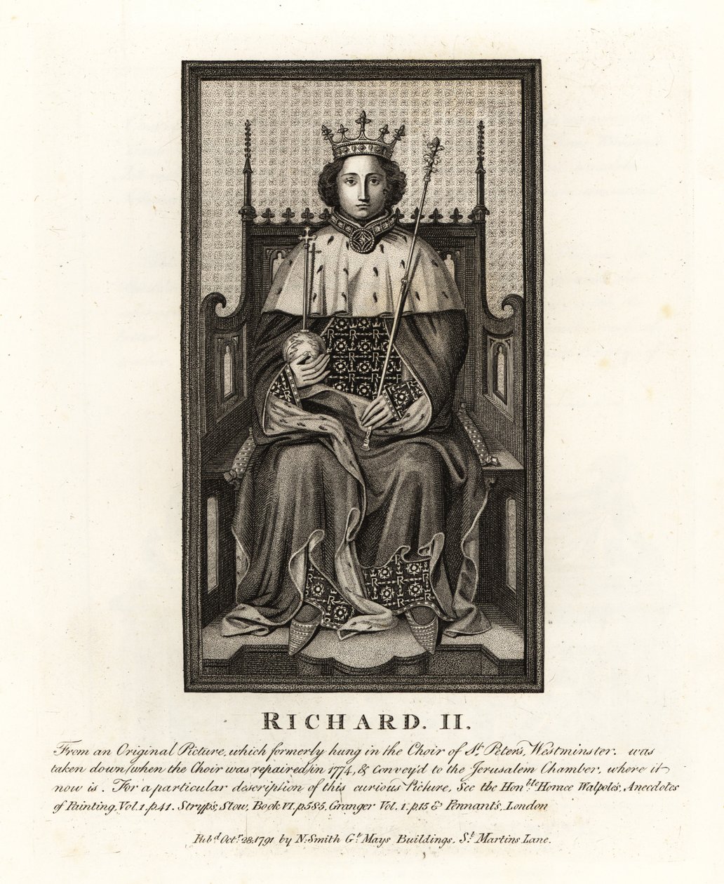 Rey Ricardo II de Inglaterra, de una pintura original colgada en el Coro de St Peter