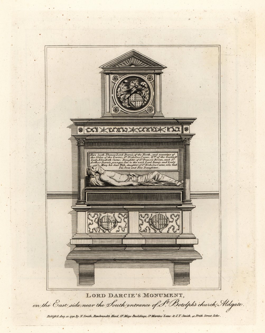 Monumento de Lord Darcie en la iglesia de St Botolph, Aldgate de John Thomas Smith