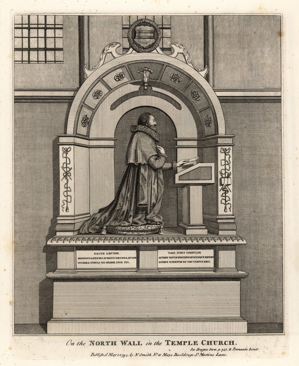 Monumento al abogado Richard Martin, registrador de Londres (1570-1618), en la Iglesia del Temple de John Thomas Smith