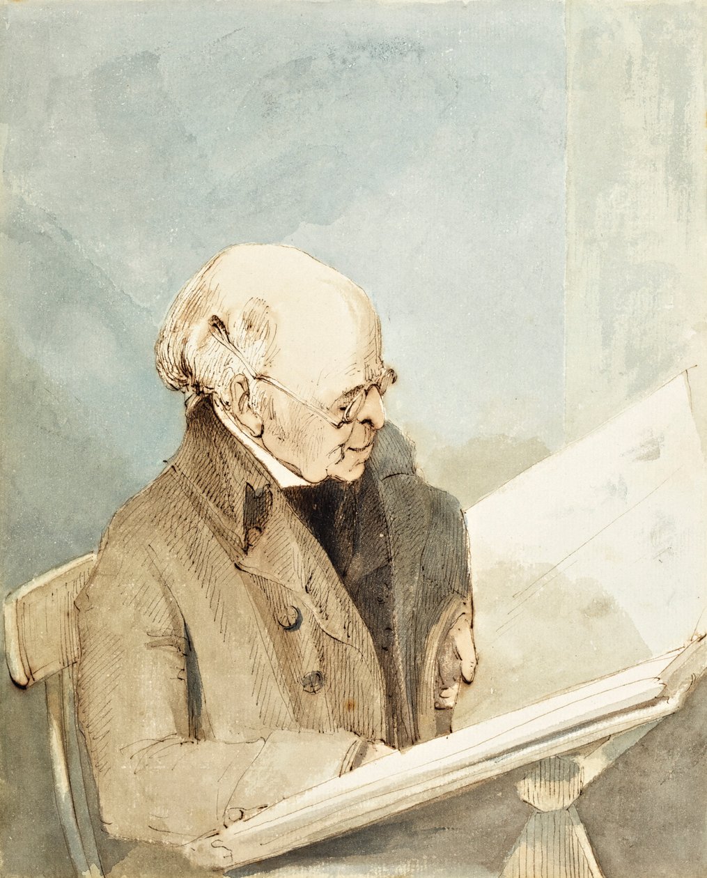 El Sr. Taylor, alumno de Hayman, en la Sala de Grabados del Museo Británico, c.1820 de John Thomas Smith