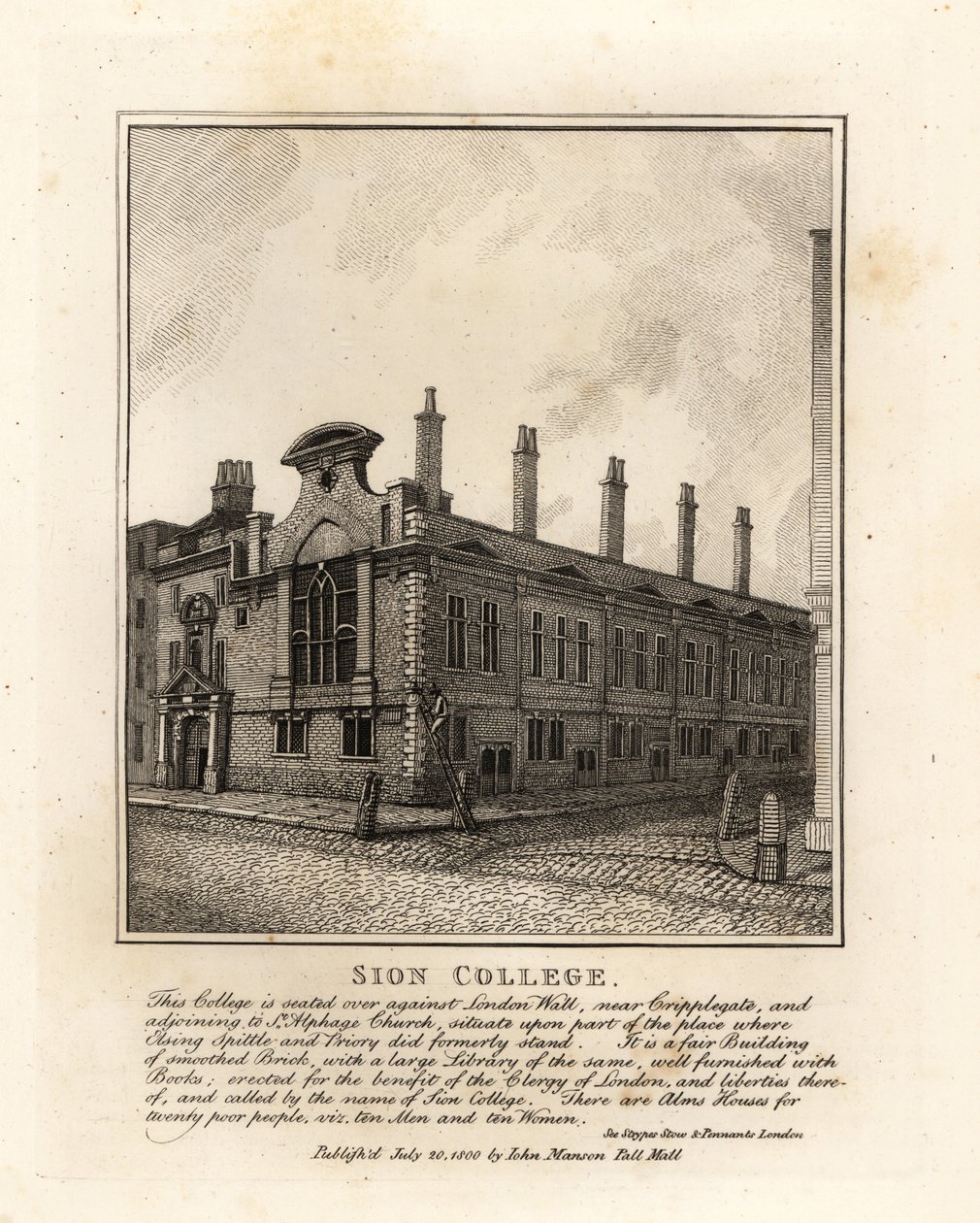 Sion College, en London Wall, cerca de Cripplegate de John Thomas Smith
