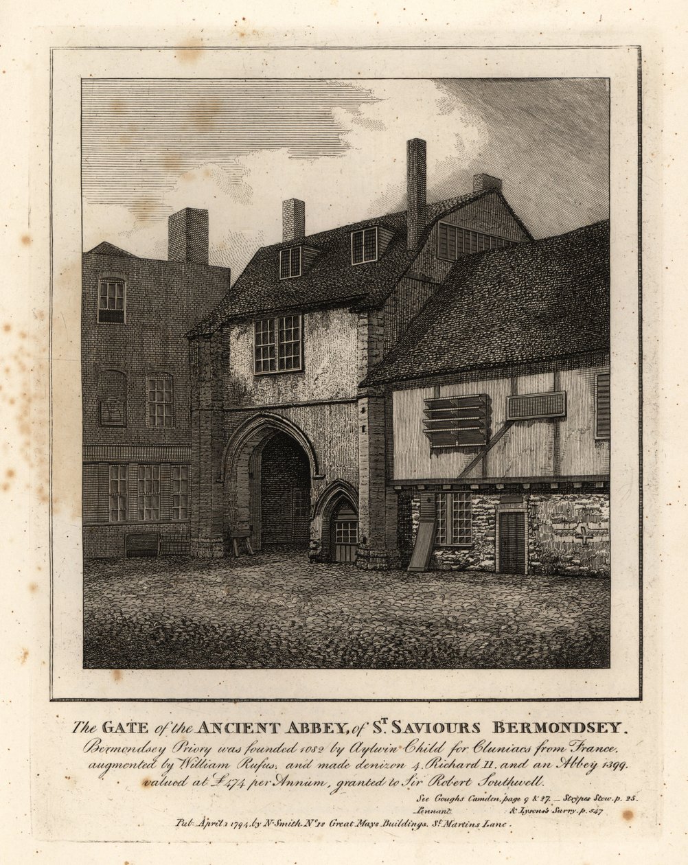 La Puerta de la Antigua Abadía de St Saviours Bermondsey de John Thomas Smith