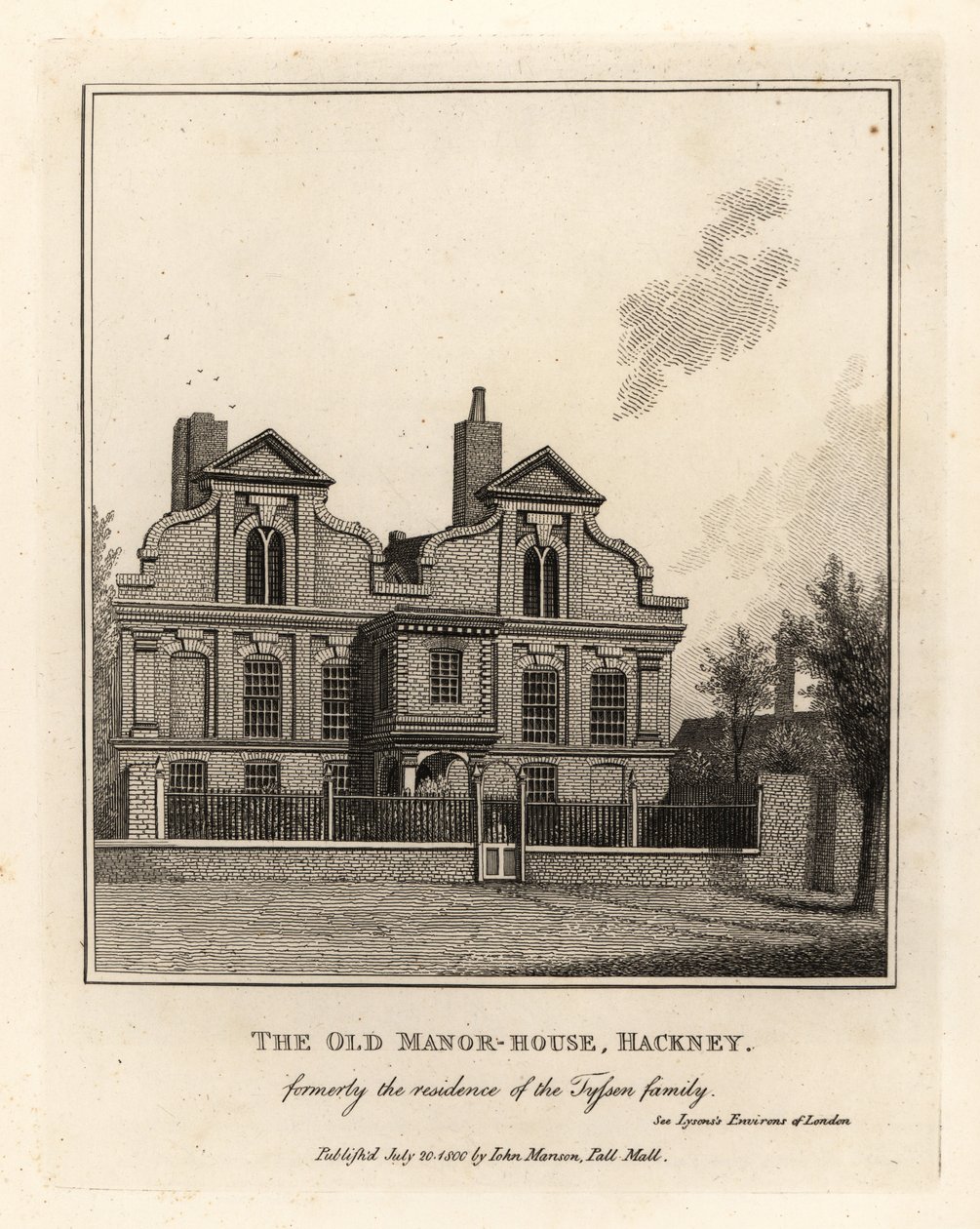La antigua casa solariega, Hackney, antigua residencia de la familia Tyssen de John Thomas Smith