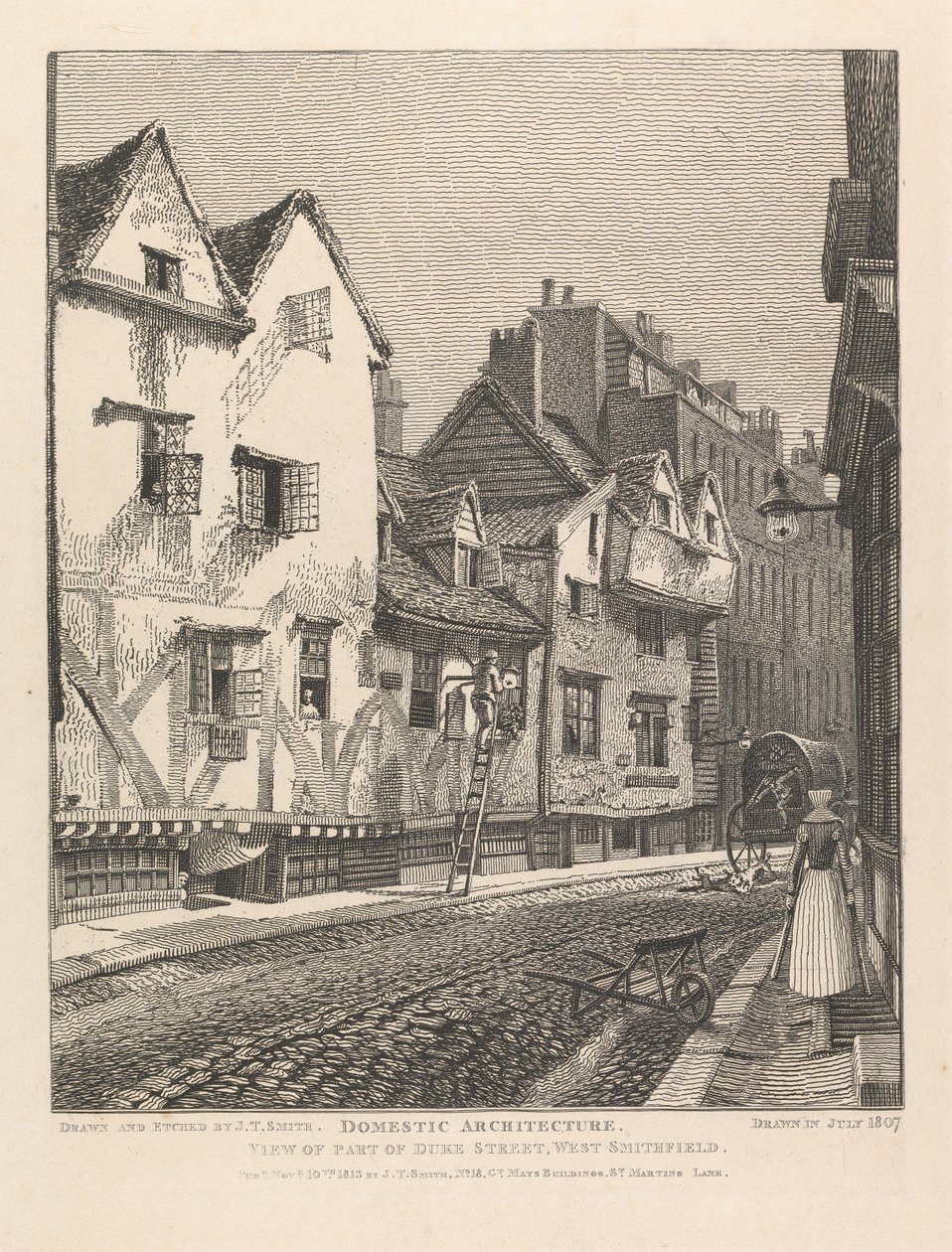 Vista de una parte de Duke Street, West Smithfield de John Thomas Smith