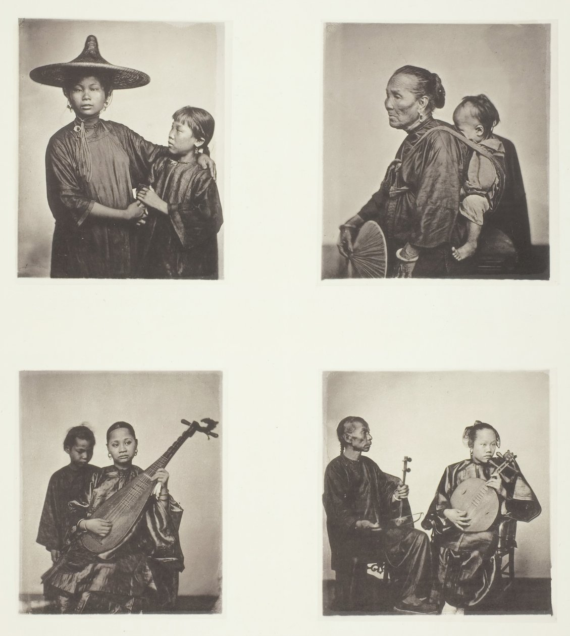 Chicas del Barco, Una Barquera de Cantón y Niño, Músicos, c. 1868 de John Thomson