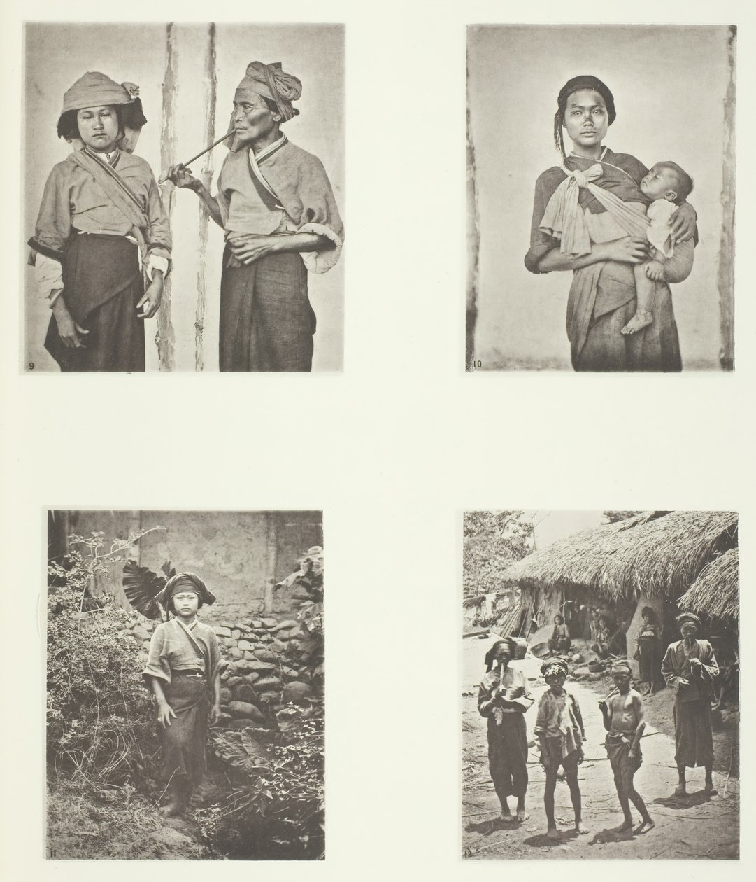 Mujeres Pepohoan, modo de llevar al niño, traje de mujeres Baksa, Lakoli de John Thomson