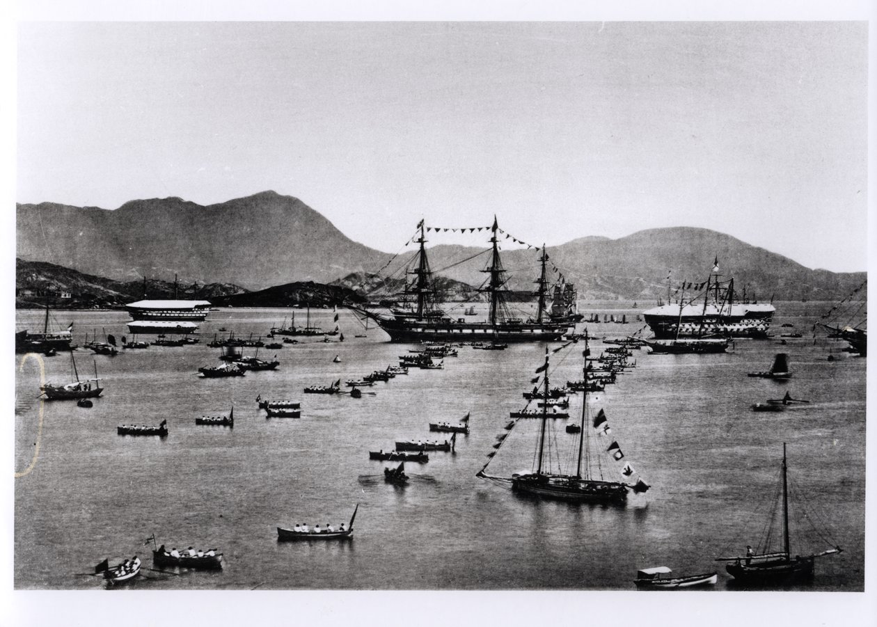 Vista del puerto, Hong Kong, de 