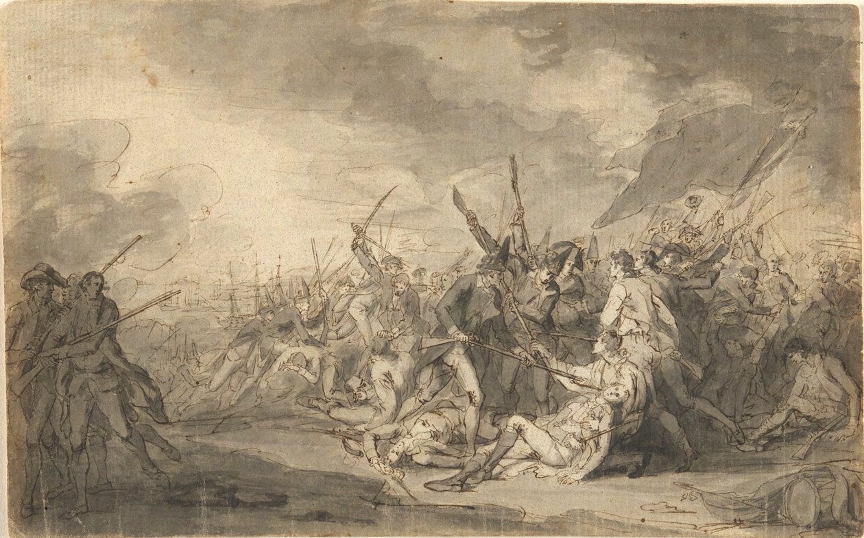 Estudio para La muerte del general Warren en la batalla de Bunker de John Trumbull