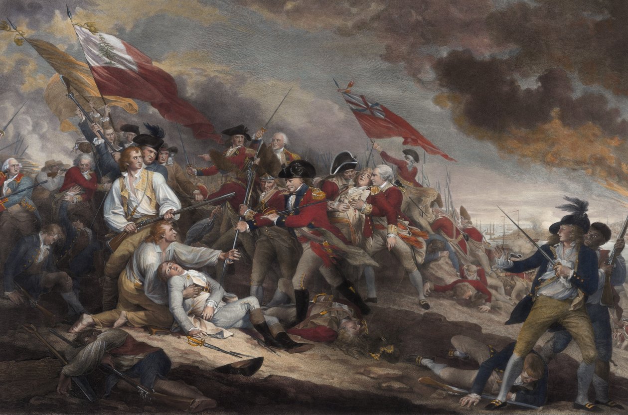 La muerte del General Warren en la Batalla de Bunker Hill, 17 de junio de 1775, pub. 1786 de John Trumbull