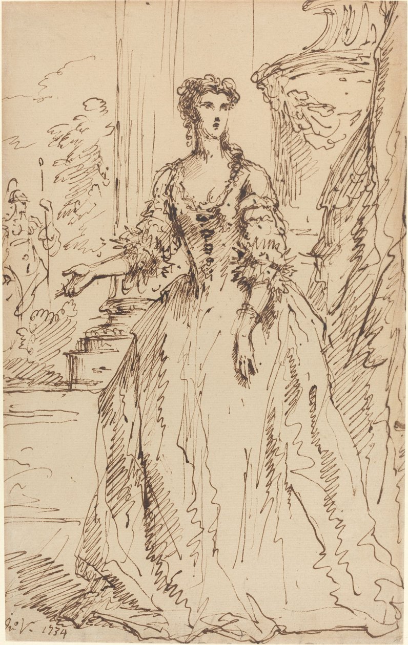 Retrato de una Dama de Pie de John Vanderbank