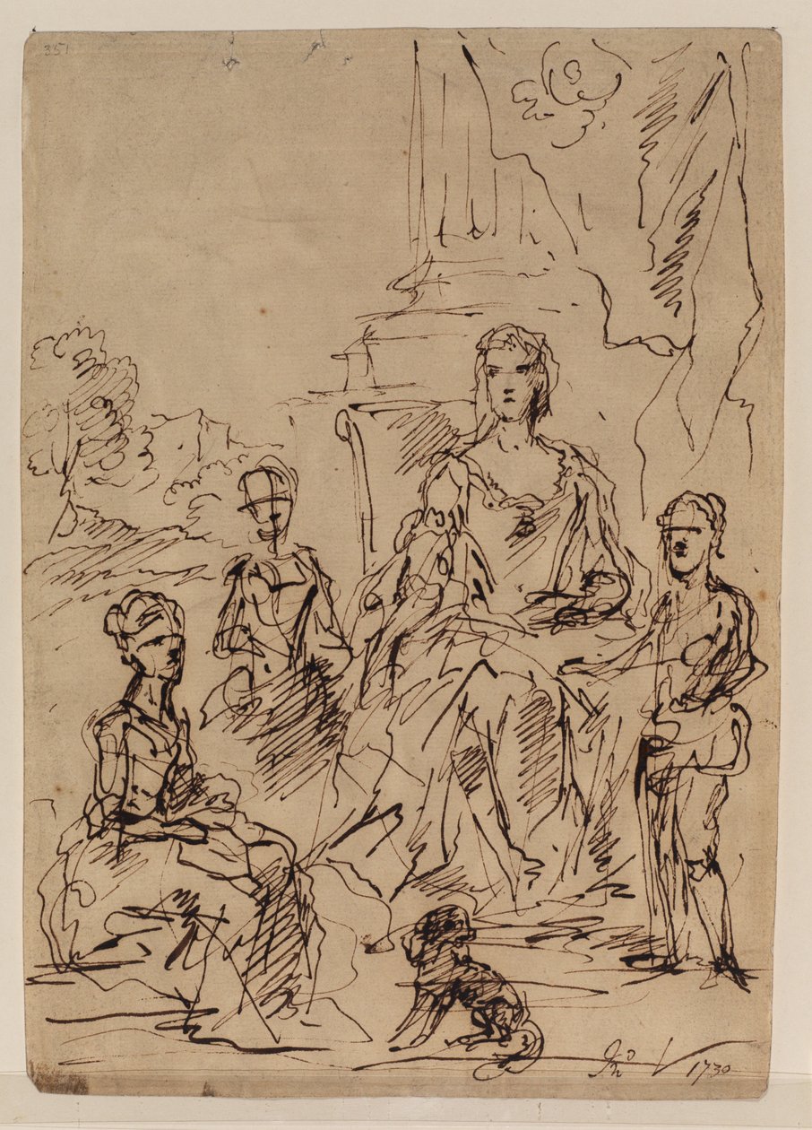 Boceto para un retrato familiar, 1730 de John Vanderbank