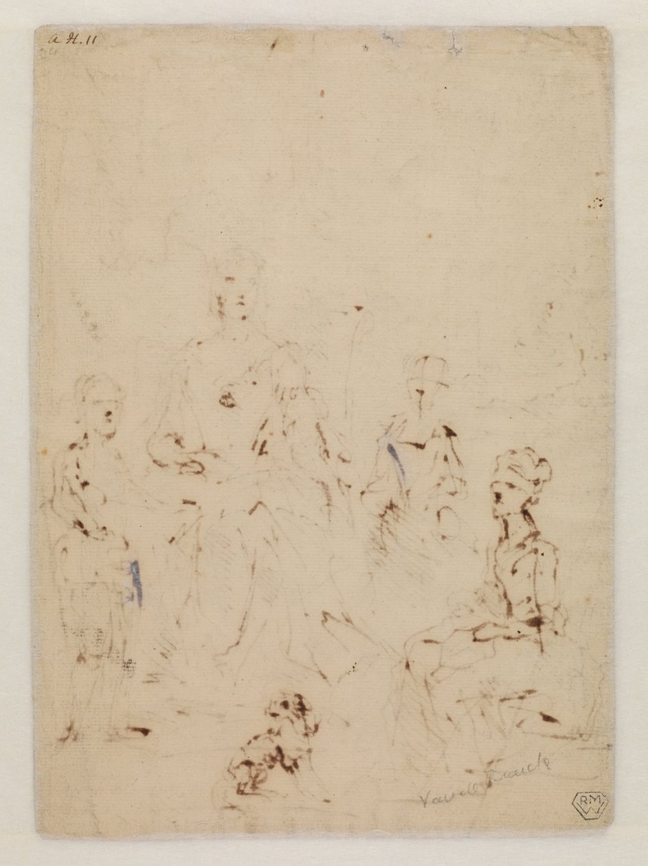 Boceto para un retrato familiar, verso de John Vanderbank