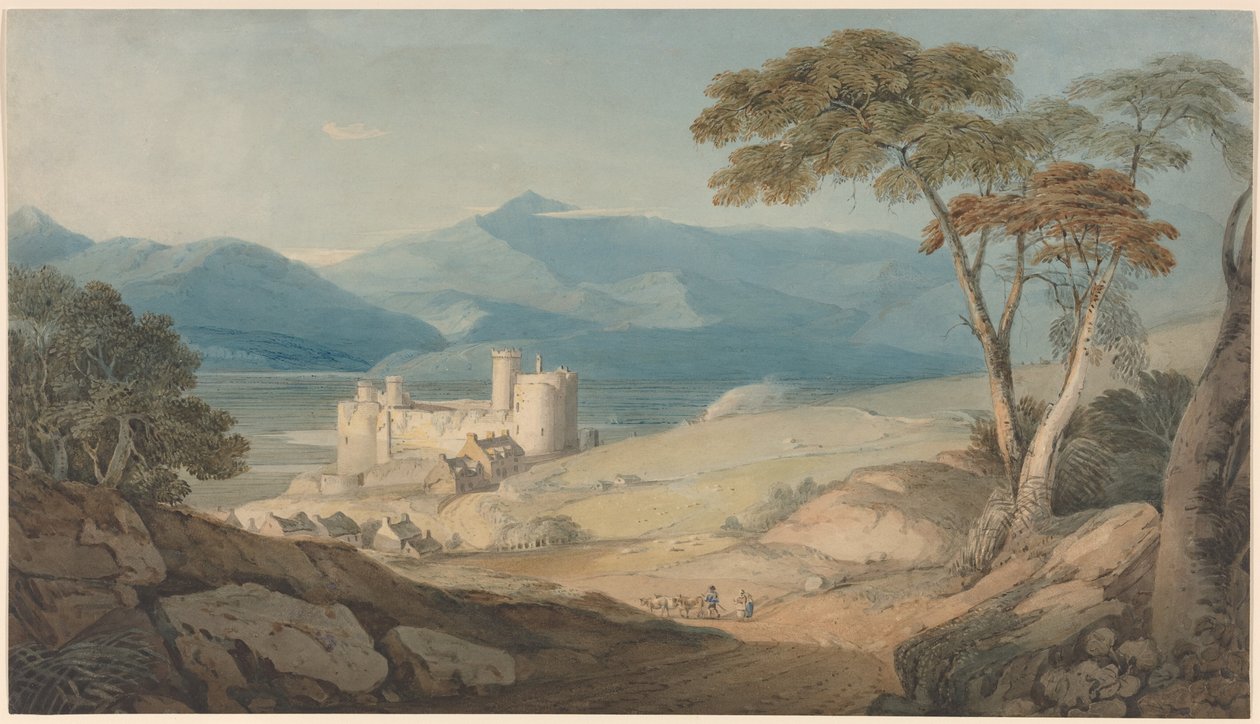El castillo de Harlech y el Snowdon de John Varley
