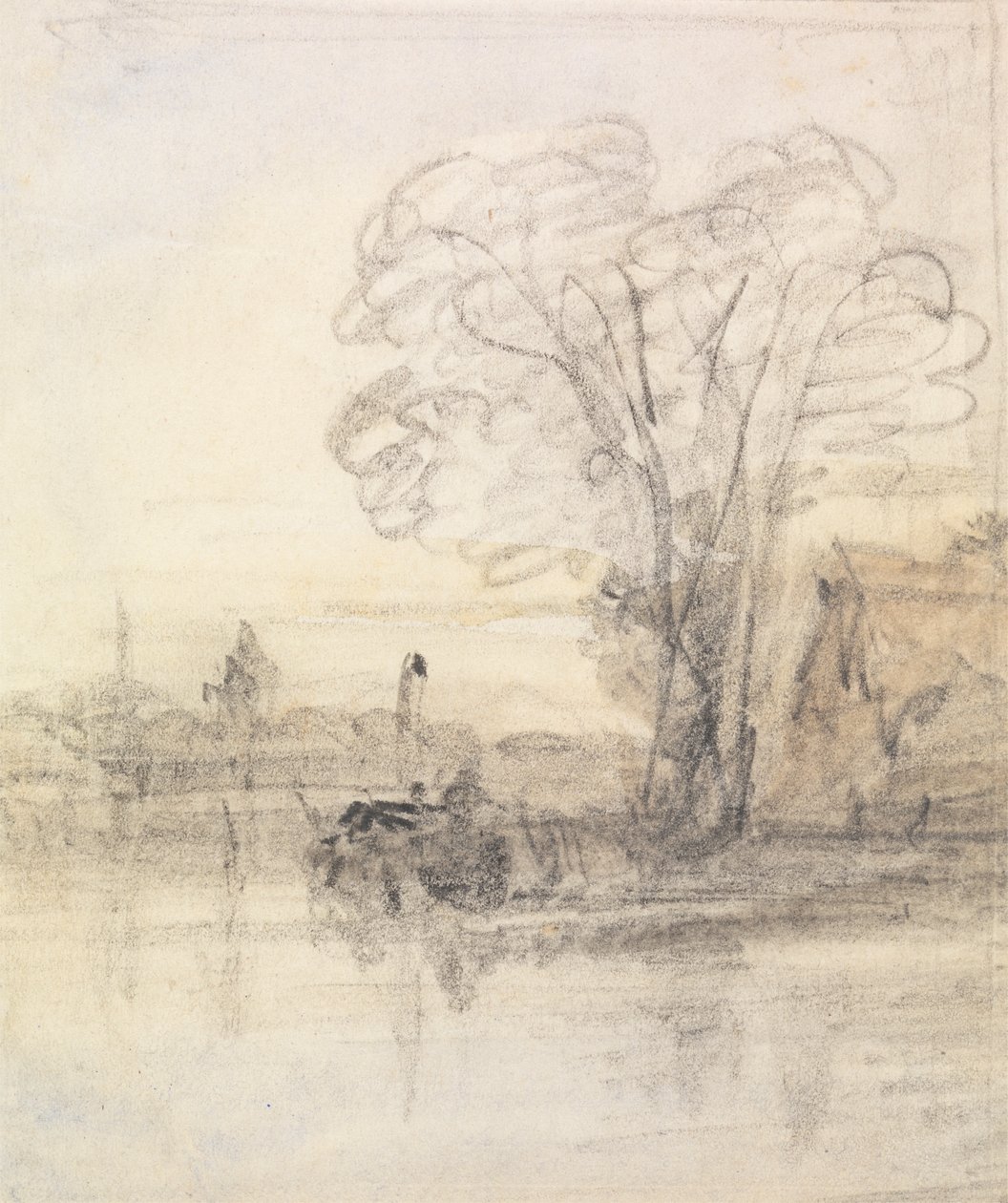 Árboles que sobresalen de un río de John Varley