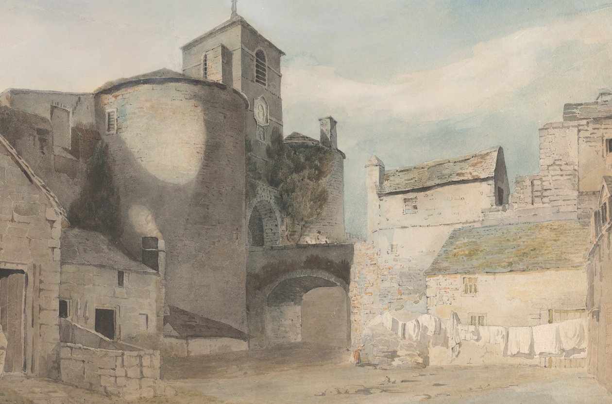 Entrada fortificada a una ciudad galesa Puerta Este de Caernarvon de John Varley I