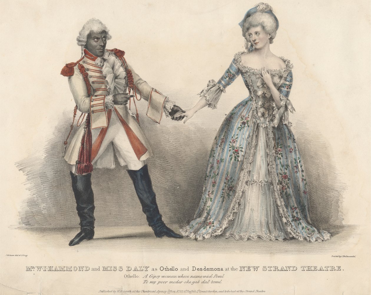 El Sr. W. J. Hammond y la Srta. Daly como Otelo y Desdémona en el New Strand Theatre de John W. Gear