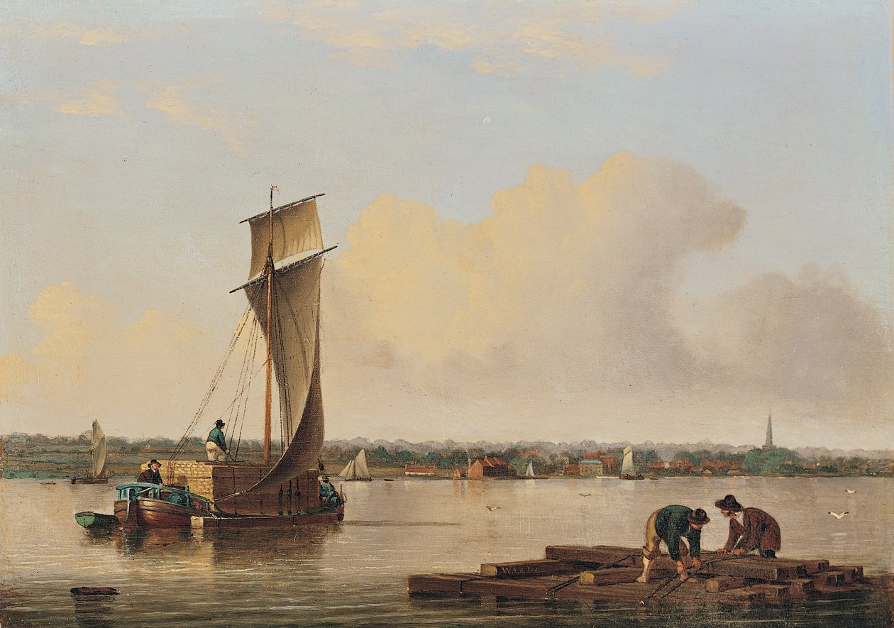 A Keel on the Humber, finales de la década de 1820 (óleo sobre tabla) de John Ward