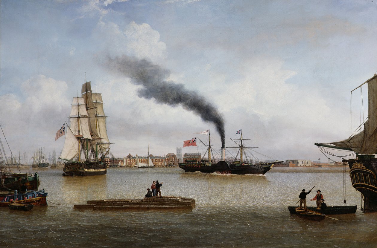 S.S. Forfarshire Leaving Hull on her Last Voyage (óleo sobre lienzo) de John Ward