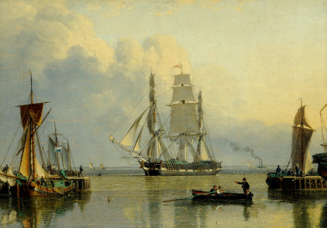 El "William Lee" entrando en el Humber Dock, Hull (óleo sobre tabla) de John Ward