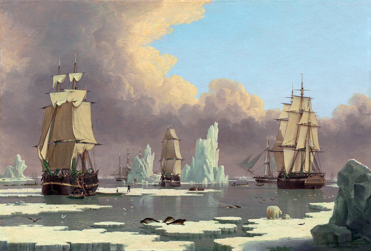 La pesca de ballenas del norte: El Cisne y la Isabella, c. 1840 de John Ward of Hull