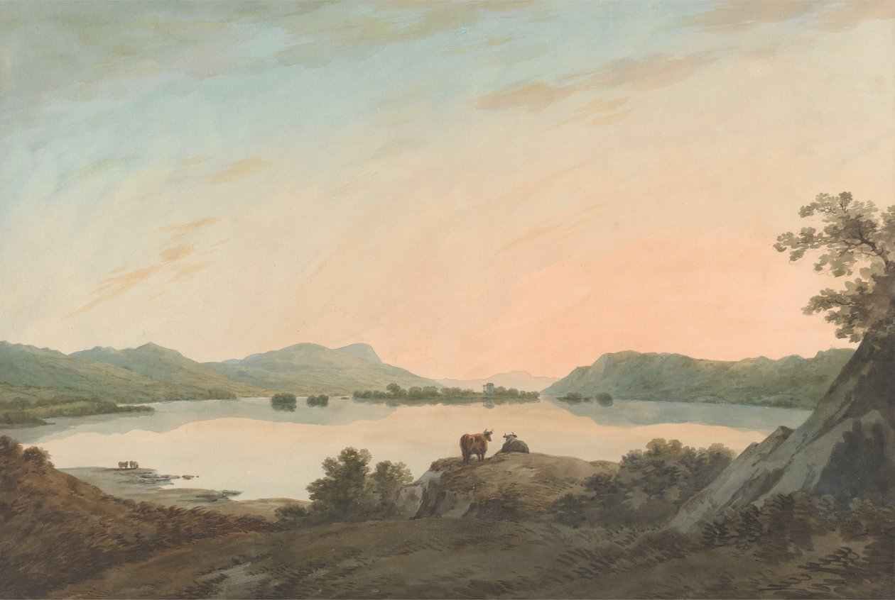 Lago Windermere desde Calgarth con Belle Isle de John Warwick Smith