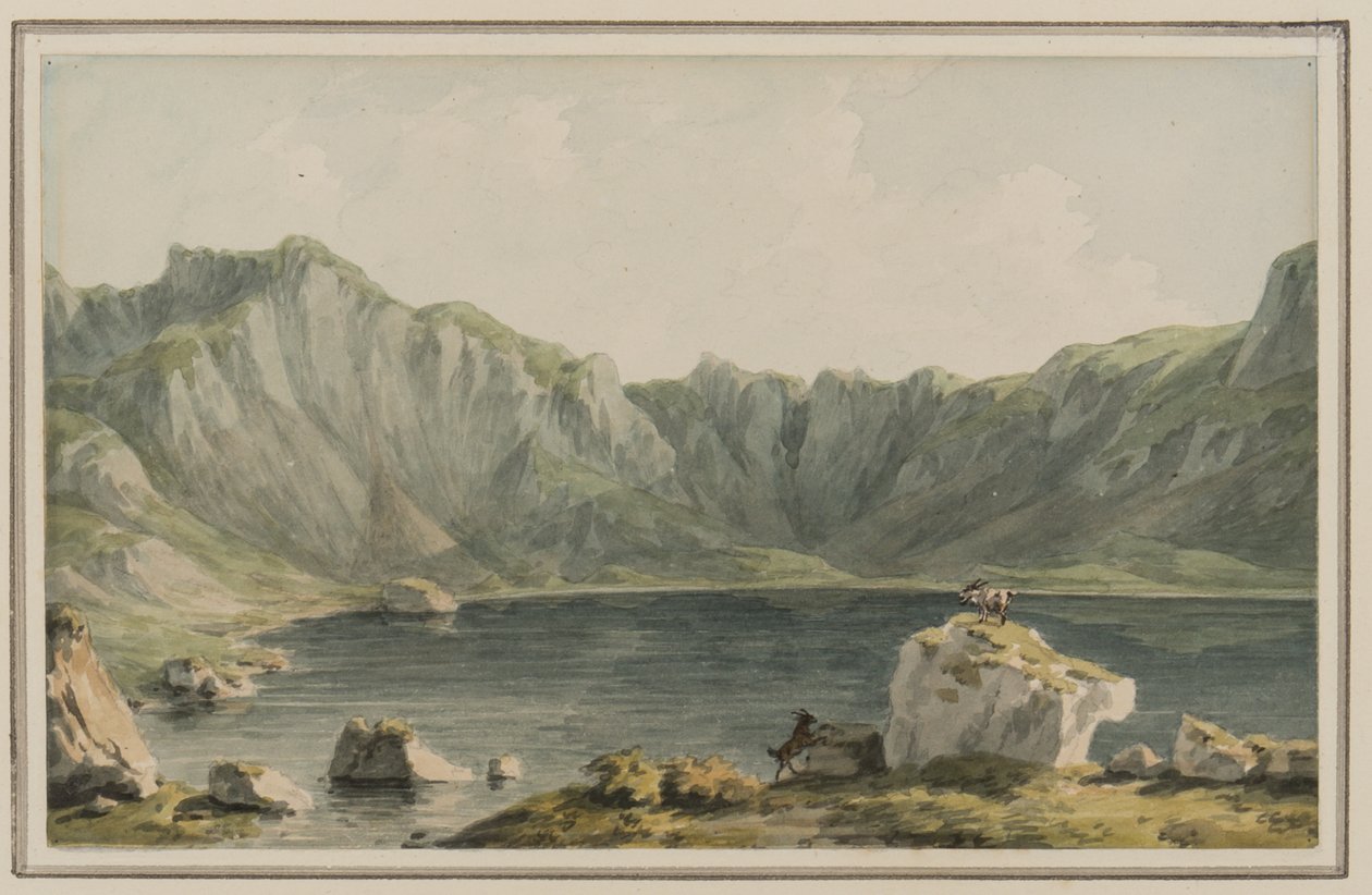 Llyn Idwal, en el camino hacia él desde Llyn Ogwen, Carnarvonshire, c.1795 de John Warwick Smith