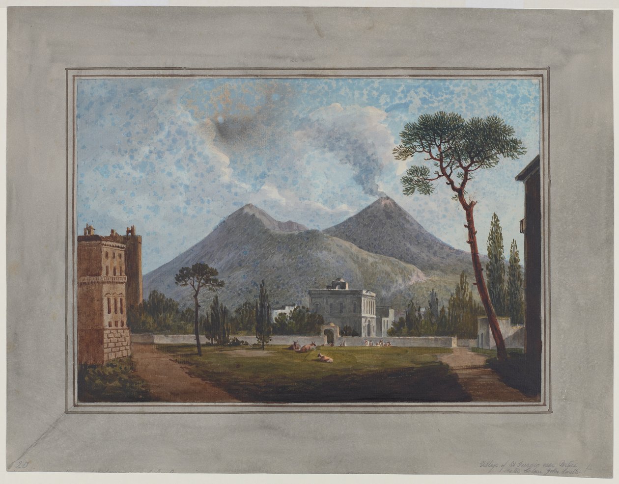 Village Of St Giorgio Near Portici, c.1781 (acuarela, gouache, lápiz y goma arábiga sobre papel) de John Warwick Smith