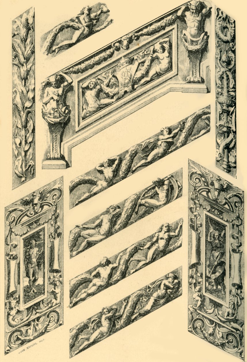 Detalles de la decoración de la escalera, c. 1870s, 1881 de John Watkins