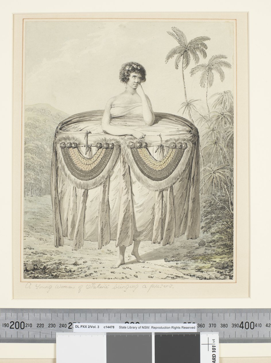 F.12 Una joven de Otaheite trayendo un regalo, c.1773-84 de John Webber