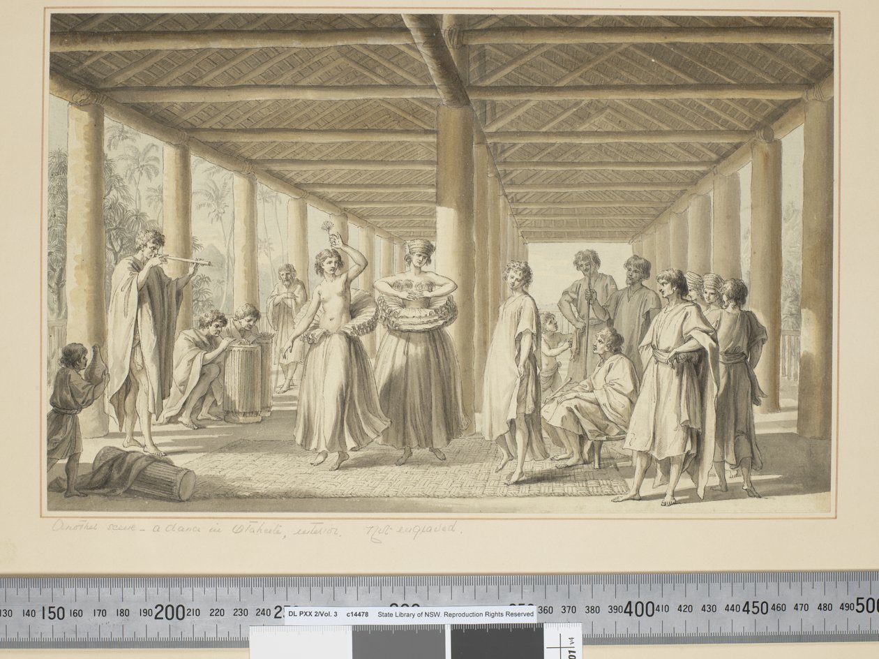 Otra escena, una danza en Otaheite, exterior de John Webber