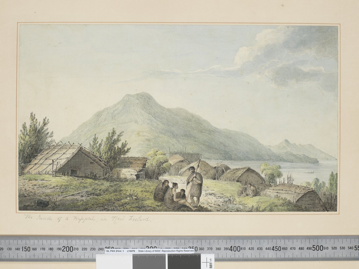 El interior de un Hippah, en Nueva Zelanda de John Webber