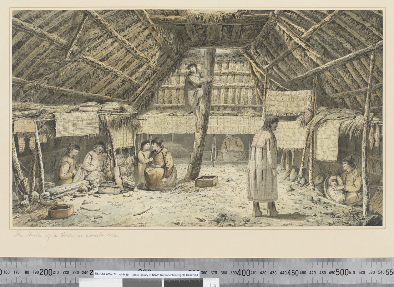 F.34 El interior de una casa en Oonalashka, c.1773-84 de John Webber