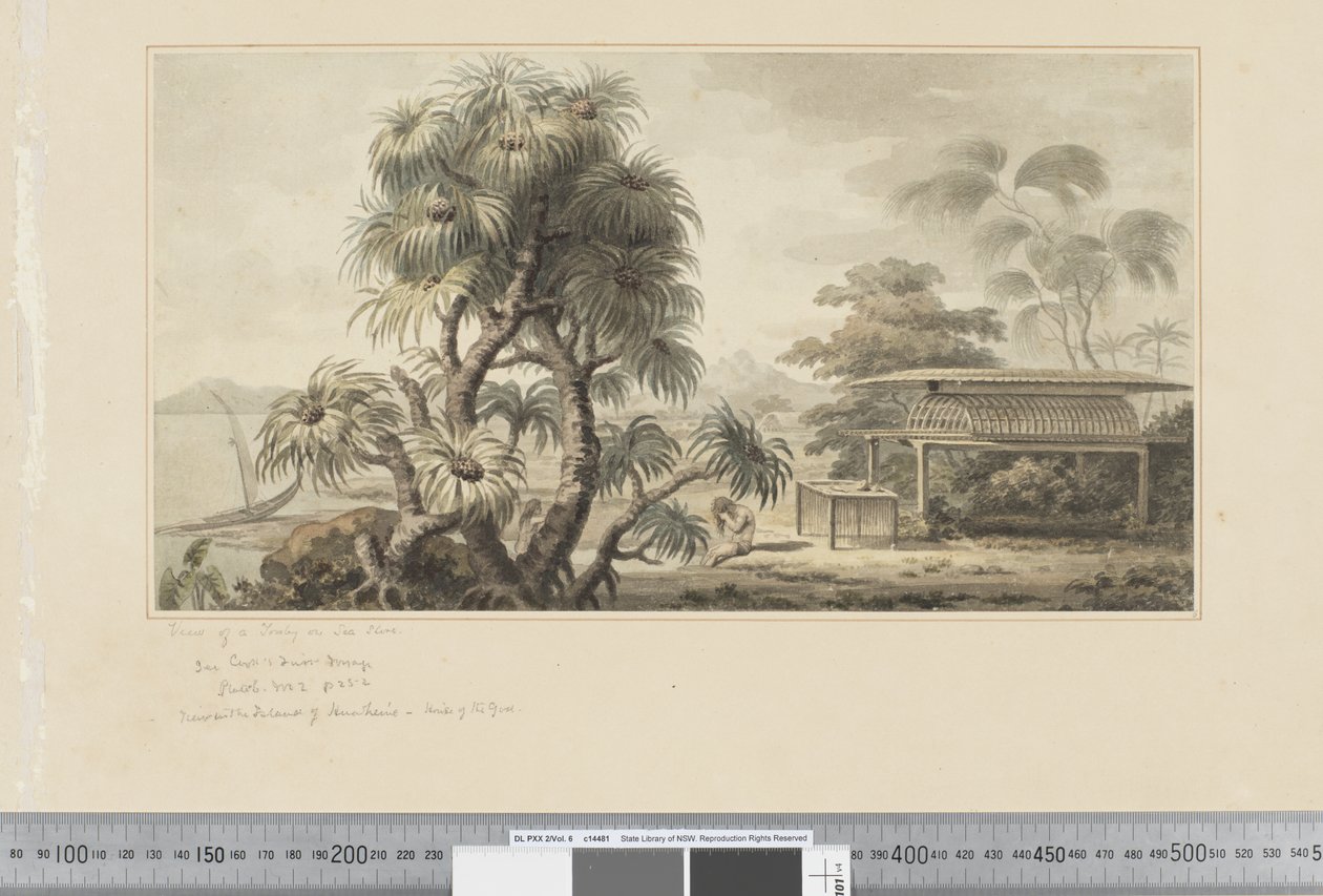 Vista de una tumba en la orilla del mar de John Webber
