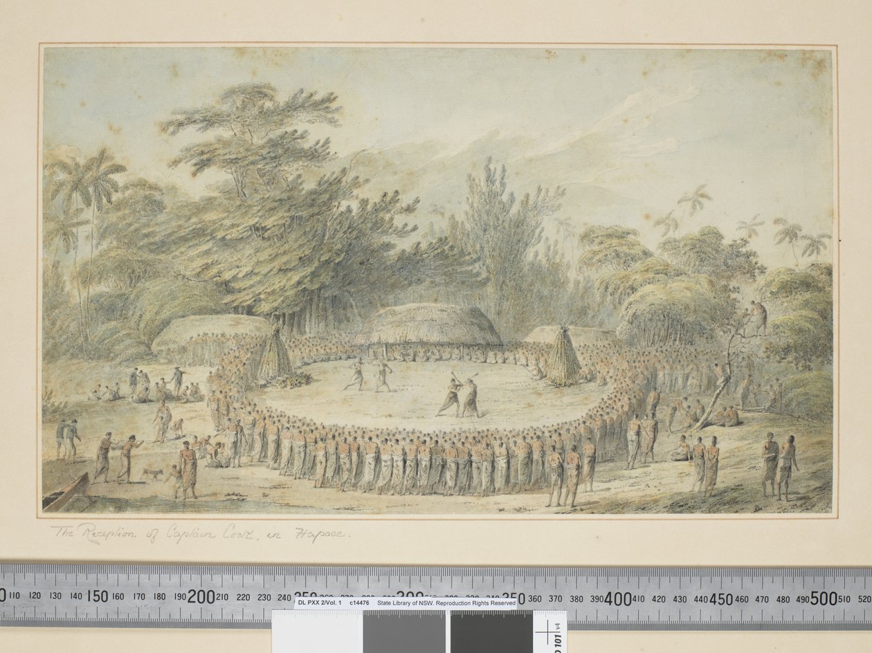 La recepción del Capitán Cook en Hapaee de John Webber
