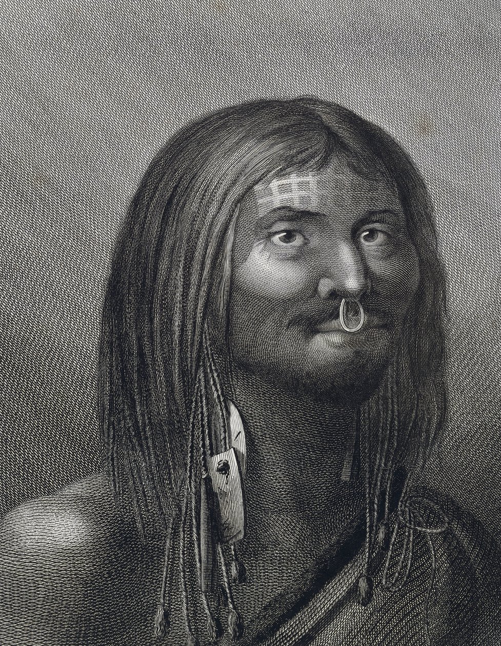 Hombre polinesio de Nootka Sound, ilustración por John Webber realizada durante el tercer viaje de James Cook de John Webber
